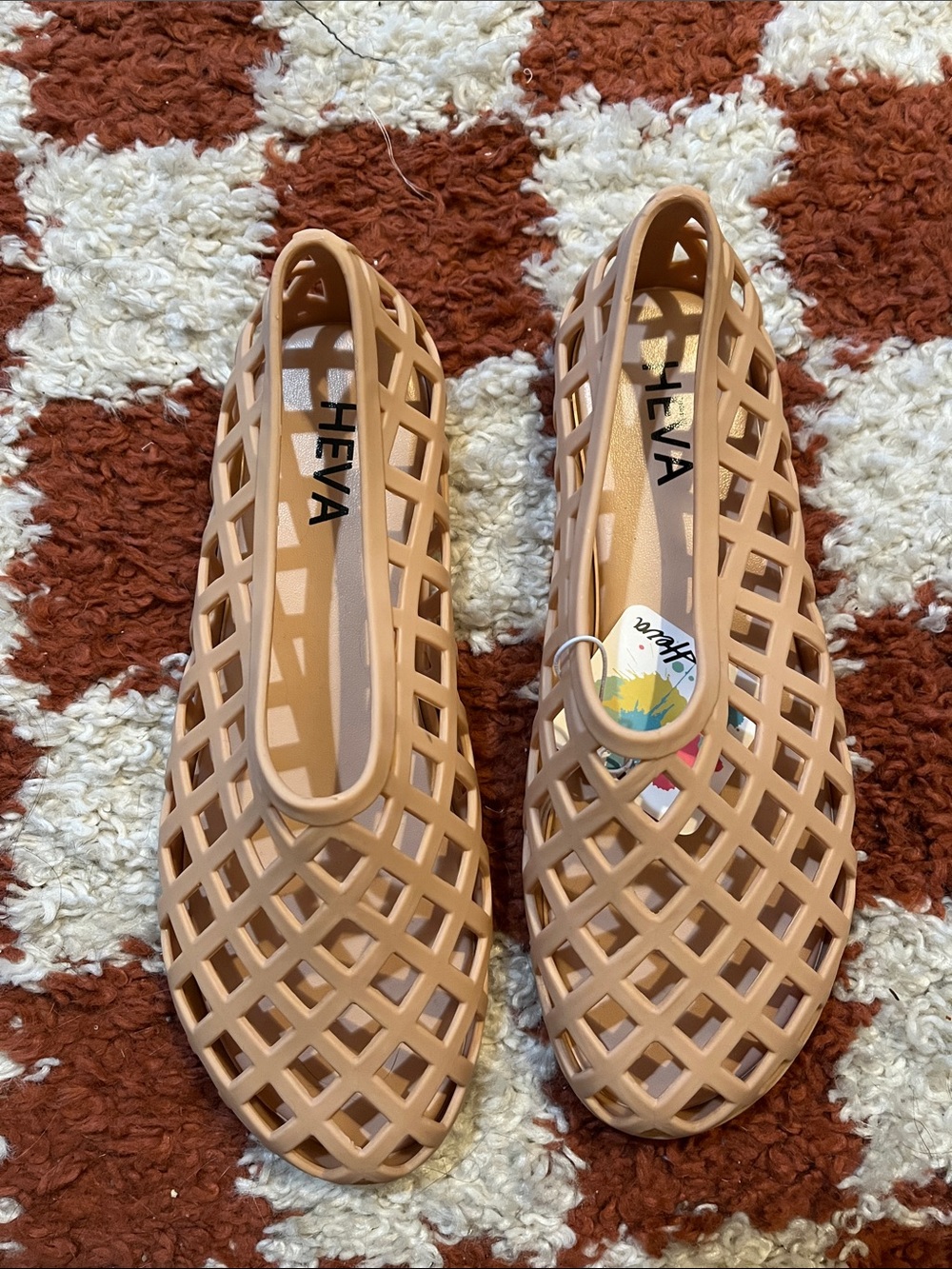 Women's Nude Tan Lattice Slip-On Flats